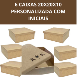 6 caixas Convite Personalizada 20x20x10 padrinho madrinha lembrancinha ,caixa presente 20x20 em Oferta na Shopee