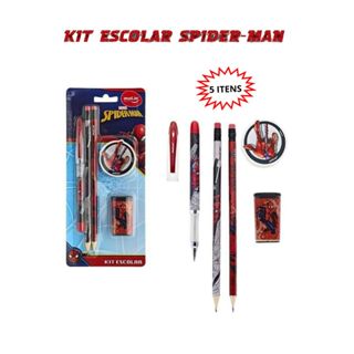 kit escolar infantil homem aranha,caneta,lápis,apontador,caneta e borracha.Voltas às aulas em Oferta na Shopee