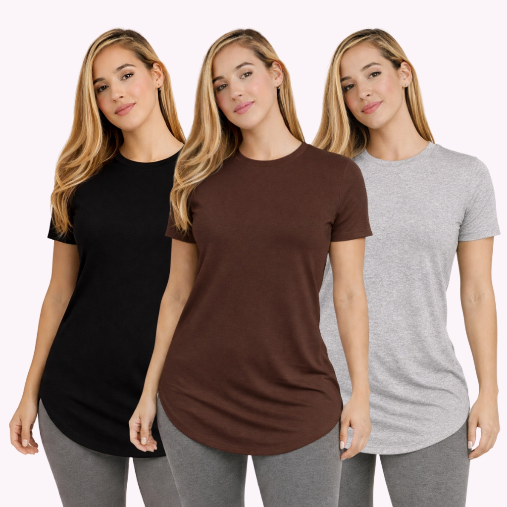 Kit 3 Blusinha Feminina Long Line Academia Basica Promoção em Oferta na Shopee