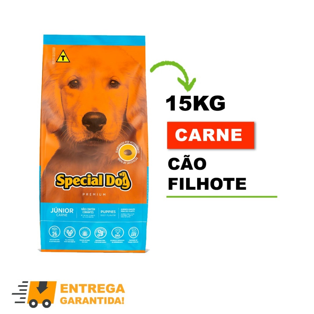 Ração Special Dog Premium Junior Filhotes Carne 15 kg em Oferta na Shopee