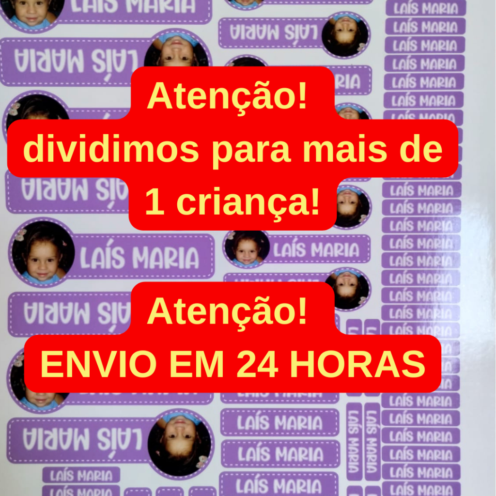 ENVIO EM 24 HORAS! Kit 72 Etiquetas Escolares Personalizada com Foto da criança -  Material Escolar- ETIQUETAS ADESIVAS em Oferta na Shopee