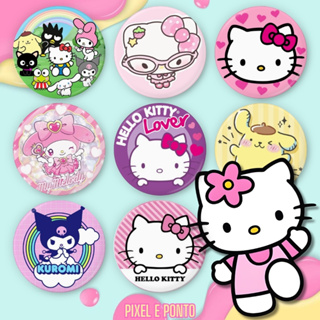 Bottons Hello Kitty e Amigos Anime Bottom - Botons - Buttons Broche para Mochila em Oferta na Shopee