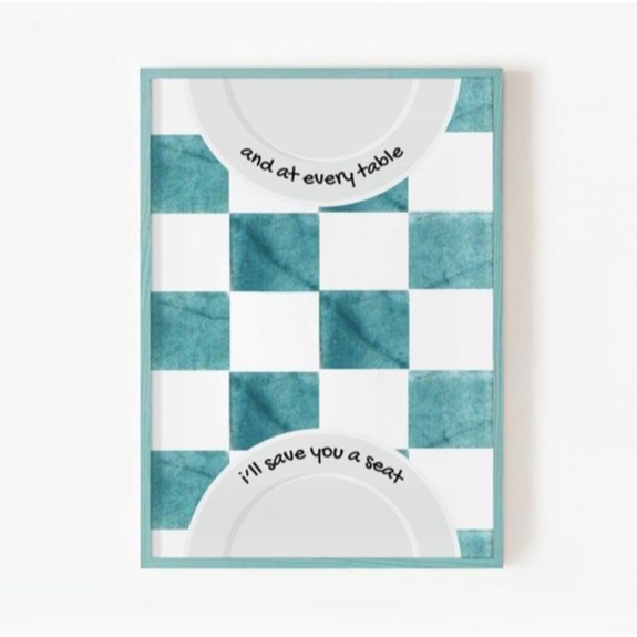 Quadros decorativos Mesa Posta Pattern Xadrez I'll Save You A Seat (1 peça)