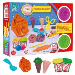 Massinha de Modelar Infantil Doceria Sorveteria Com Cheiro de Tutti-Frutti e Acessórios Super Toys