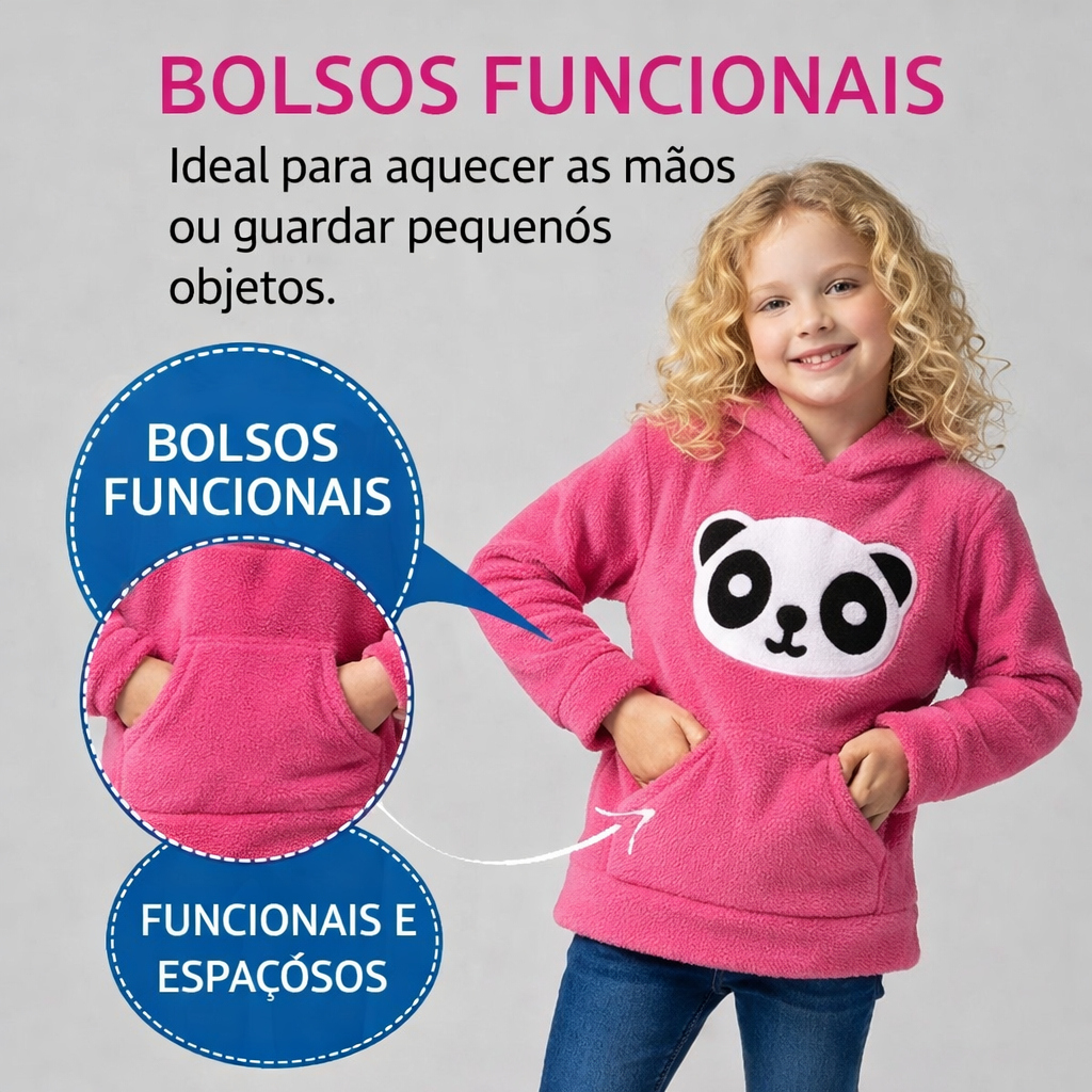 Casaco Panda Infantil com Touca | Inverno Quentinho Super Macio e Confortável - ENVIO IMEDIATO !!!