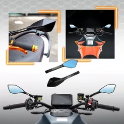 RETROVISOR TOMOK 5 PONTAS MOTO NAKED ESPORTIVO CG TITAN FAN XRE CB300 FAZER YBR