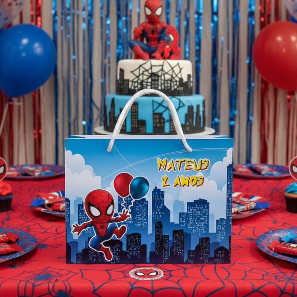 Sacolinha personalizada Tema: HOMEM ARANHA| PEGUE E MONTE | Personalizados lembrancinhas mimos