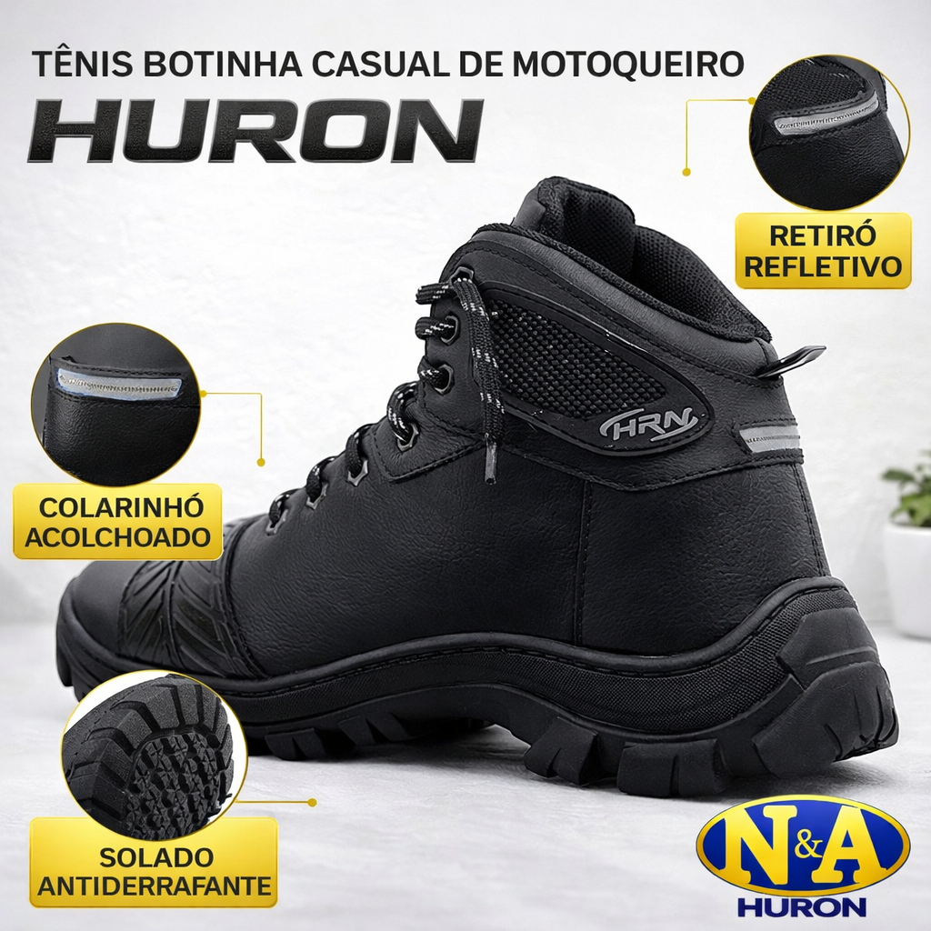 Tênis Botinha Coturno Motoqueiro Napa Huron