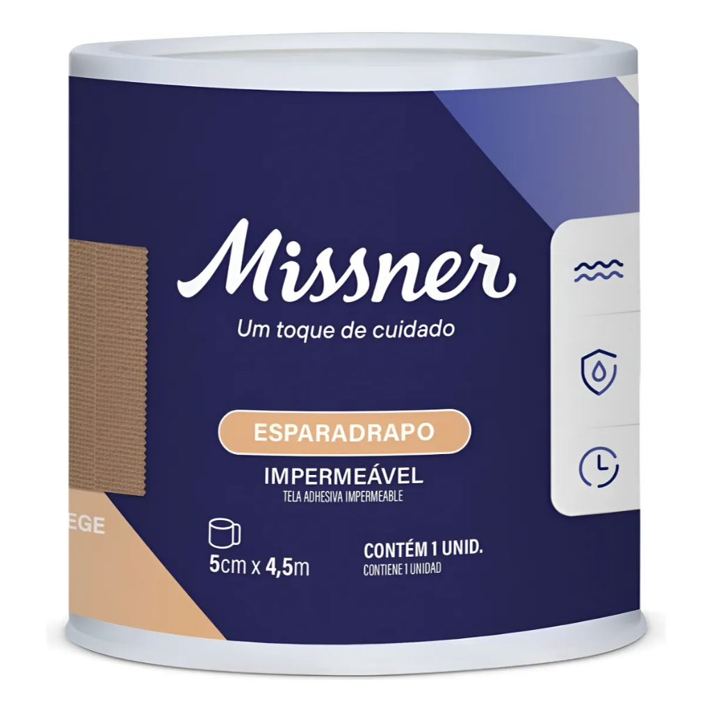 Esparadrapo impermeável bege Missner 5,0cm X 4,5m 1un em Oferta na Shopee