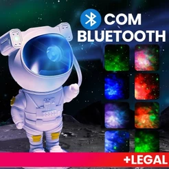 Projetor luminária astronauta luz led galáxia estrelas