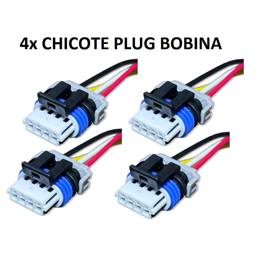 Kit 4 Chicote Plug Conector Bobina Ignição Onix Prisma Cobalt Spin Cruze