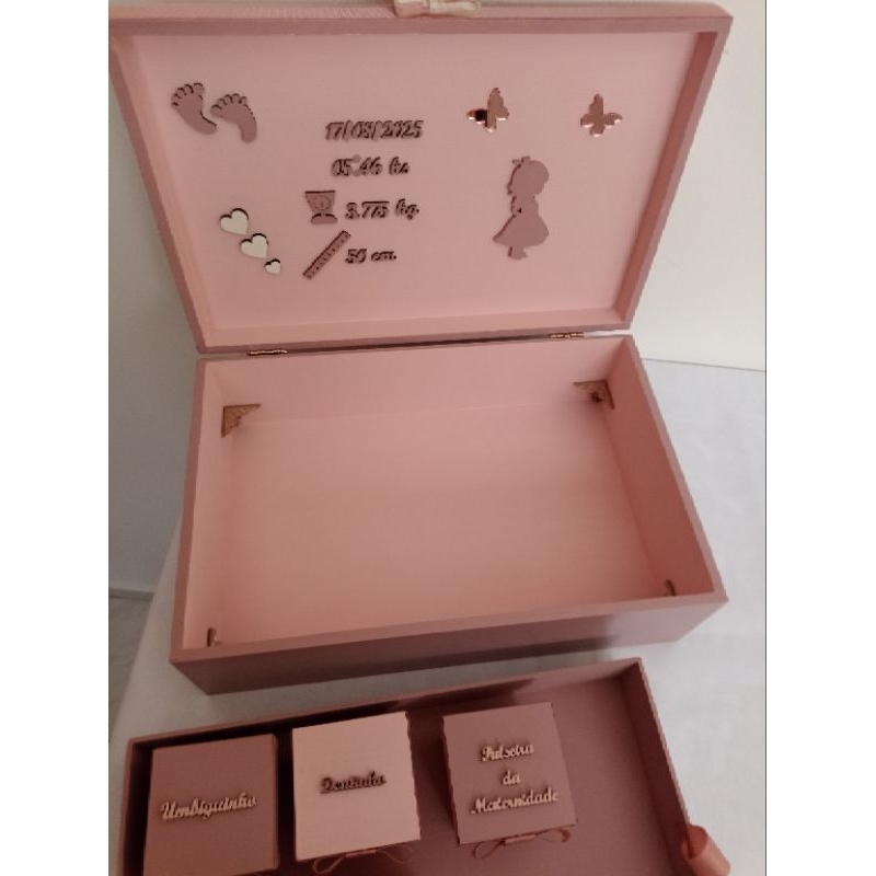 caixa personalizada para guardar as primeiras recordações do seu bebê.