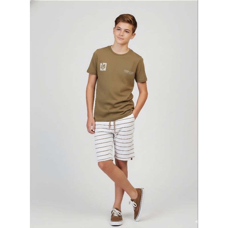 Conjunto Infantil Menino Estiloso Camiseta e Bermuda Carinhoso Tamanho 8-10-14
