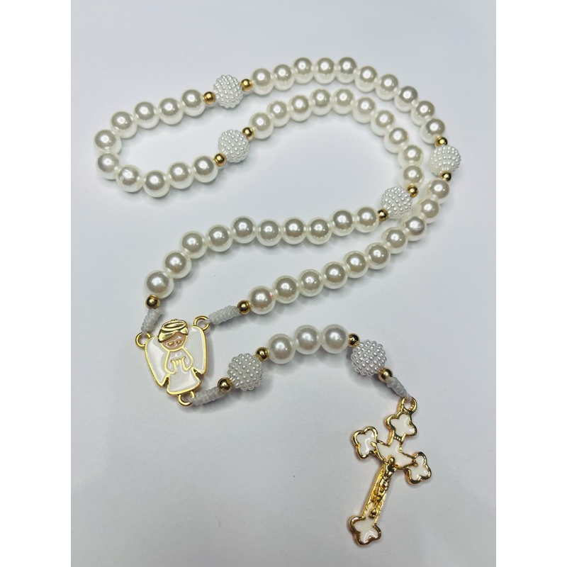 TERÇO PERSONALIZADO COM NOME ANJINHO BATIZADO EUCARISTIA CRISMA em Oferta na Shopee