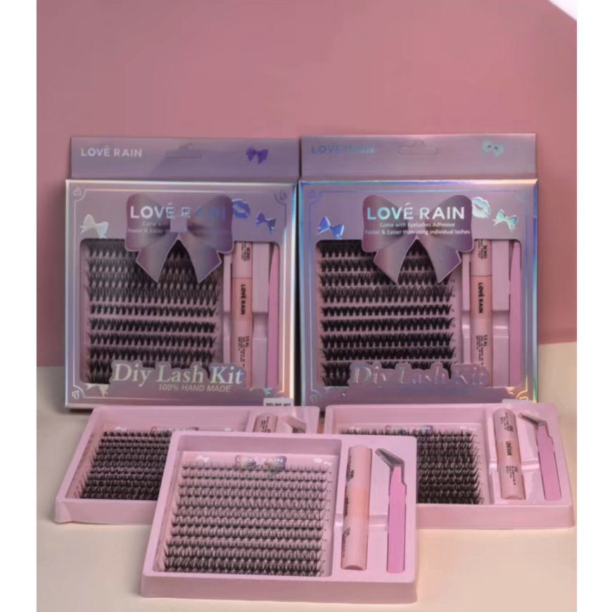 Kit de Extensão de Cílios Cacho Russo - Cola e Pinça DIY - Love Rain