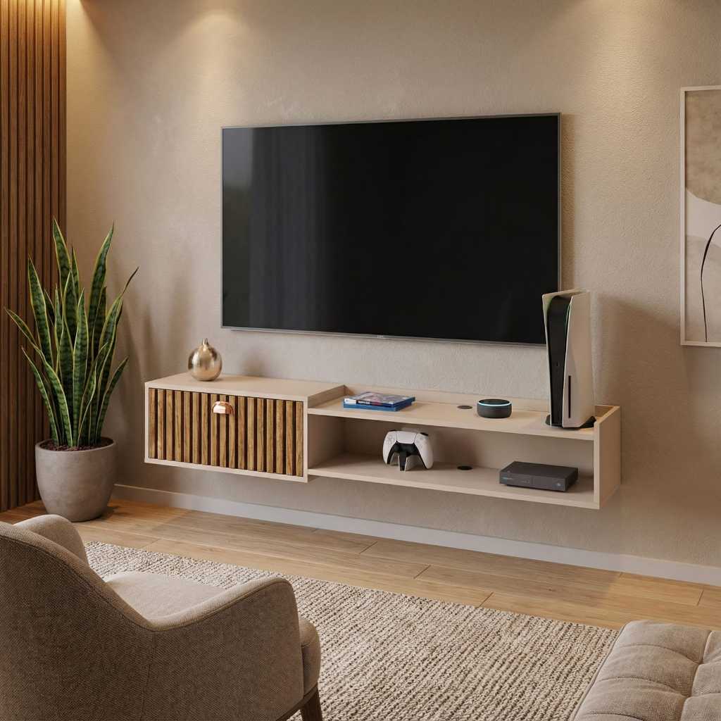 Rack Suspenso Com Porta TV Sala Escritório Quarto Bancada Parede moderno 90/120/180 ou 150 cm