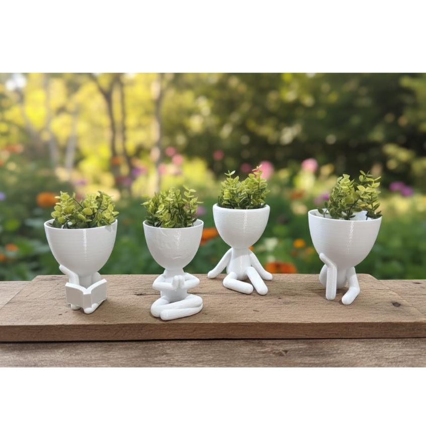 kit 4 Robert Plant 7cm  Vasos Plantas para Cactos e Suculentas Decorativos em 3D Minimalista em Oferta na Shopee