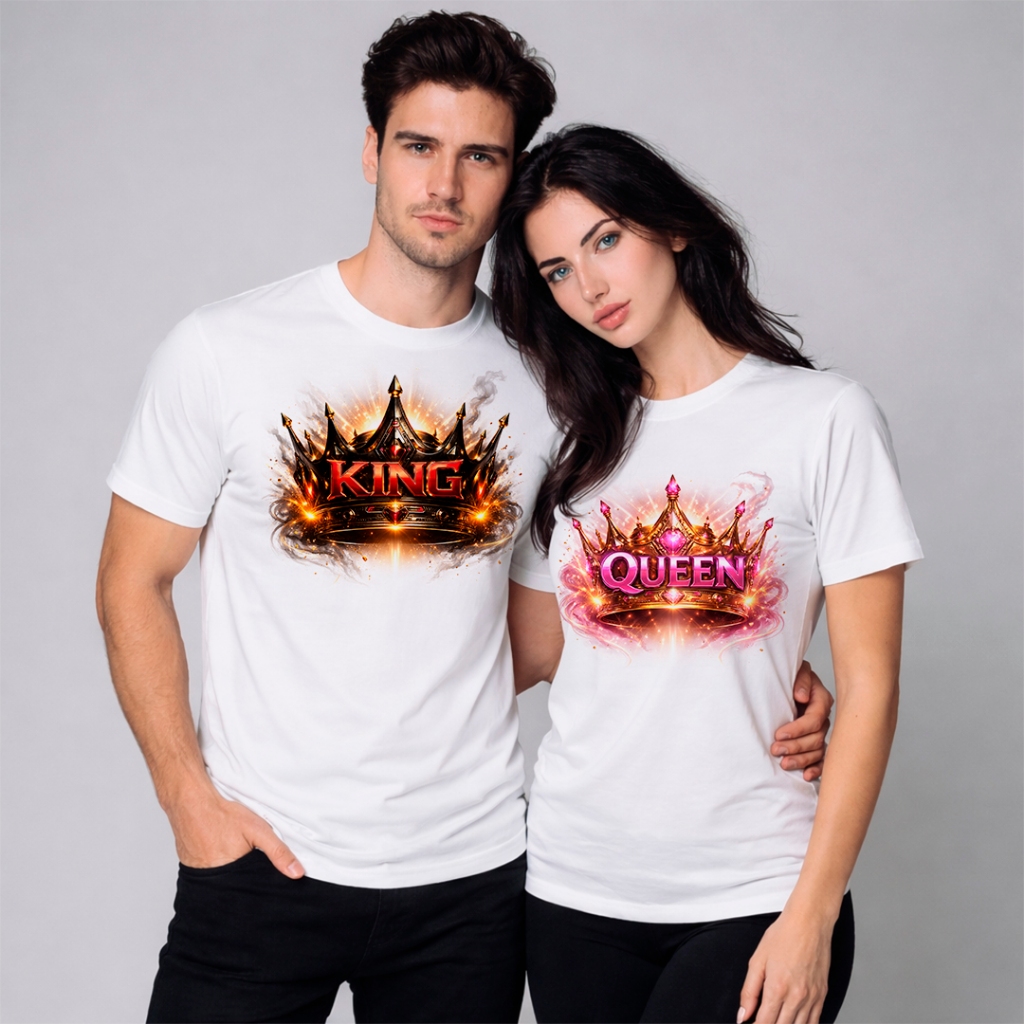 Camiseta Casal King e Queen Gamer Player 1 Player 2 Geek Nerd Presente Criativo Namorados