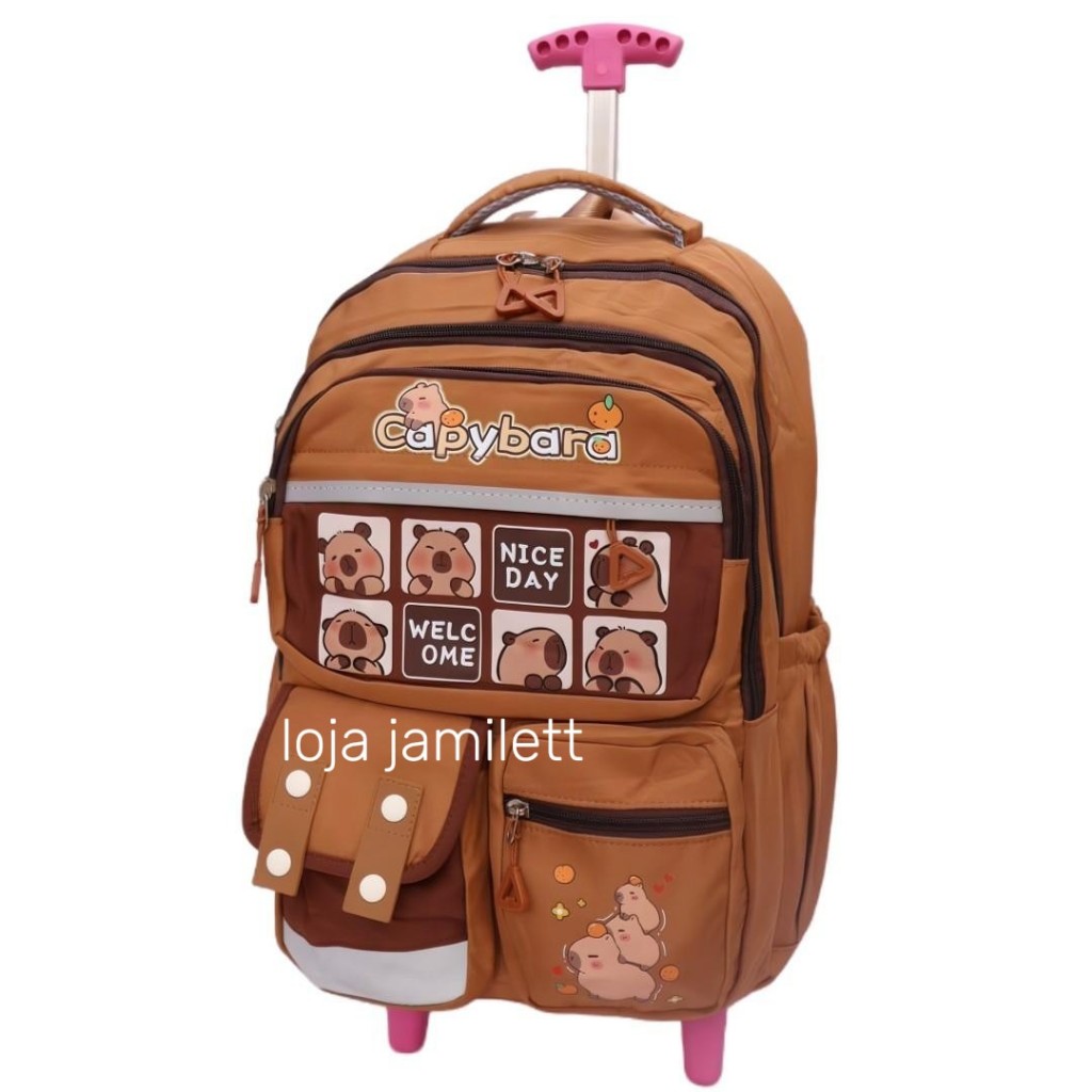 Mochila Capivara Infantil Escolar com Rodinhas  Resistente  Menina e Menino em Oferta na Shopee