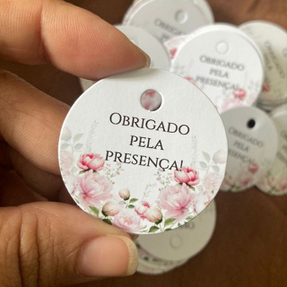 Tag de Lembrancinha Frase "Obrigado Pela Presença" Aniversário Casamento Debutante 4cm Várias Cores em Oferta na Shopee