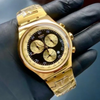 Relógio Masculino SWATCH Irony Prateado e Dourado Luxuoso Suiço 1ªLINHA Resistente á Água Homem Moderno Acompanha Caixa em Oferta na Shopee