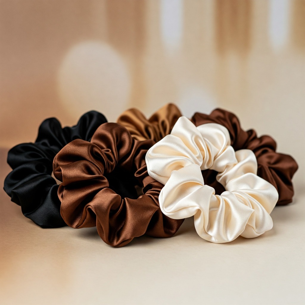 Scrunchie Cetim de Kit 4 Elástico Xuxinha de Cabelo