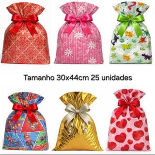 Saco de Presente BOPP 30x44cm 25 unidades Varias Estampas Metalicos Infantil Unissex Premium em Oferta na Shopee