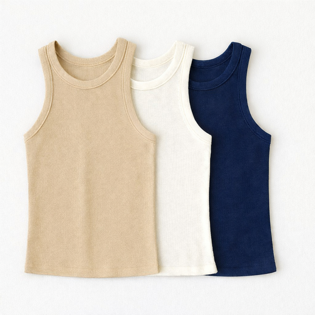 Kit 3 Regata Canelada Feminina Lisa Blusa Básica Camiseta Casual em Oferta na Shopee