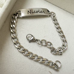 Pulseira De Aço Inox Personalizada com seu nome Gravação a Laser Masculina Feminina Presente Namorados Brindes