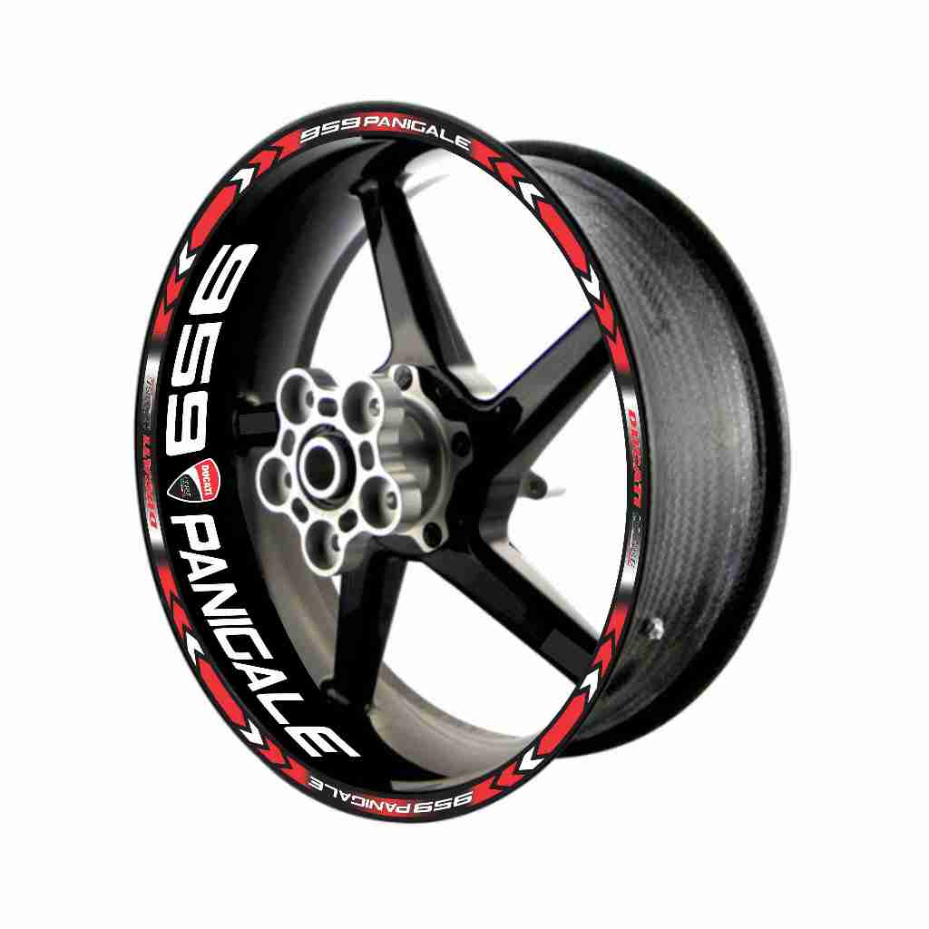 Adesivo Friso Refletivo Roda Moto Ducati 959 Panigale + adesivos internos vermelho