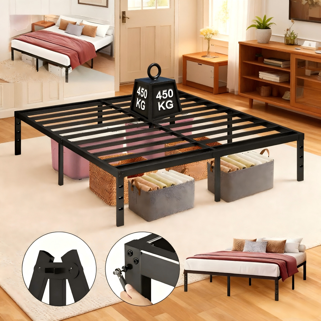 Cama de Solteiro e Casal Estrado de Metal Dobrável,Fácil de Montagem Ripas de Aço Antiderrapante Suporta até 400 kg em Oferta na Shopee