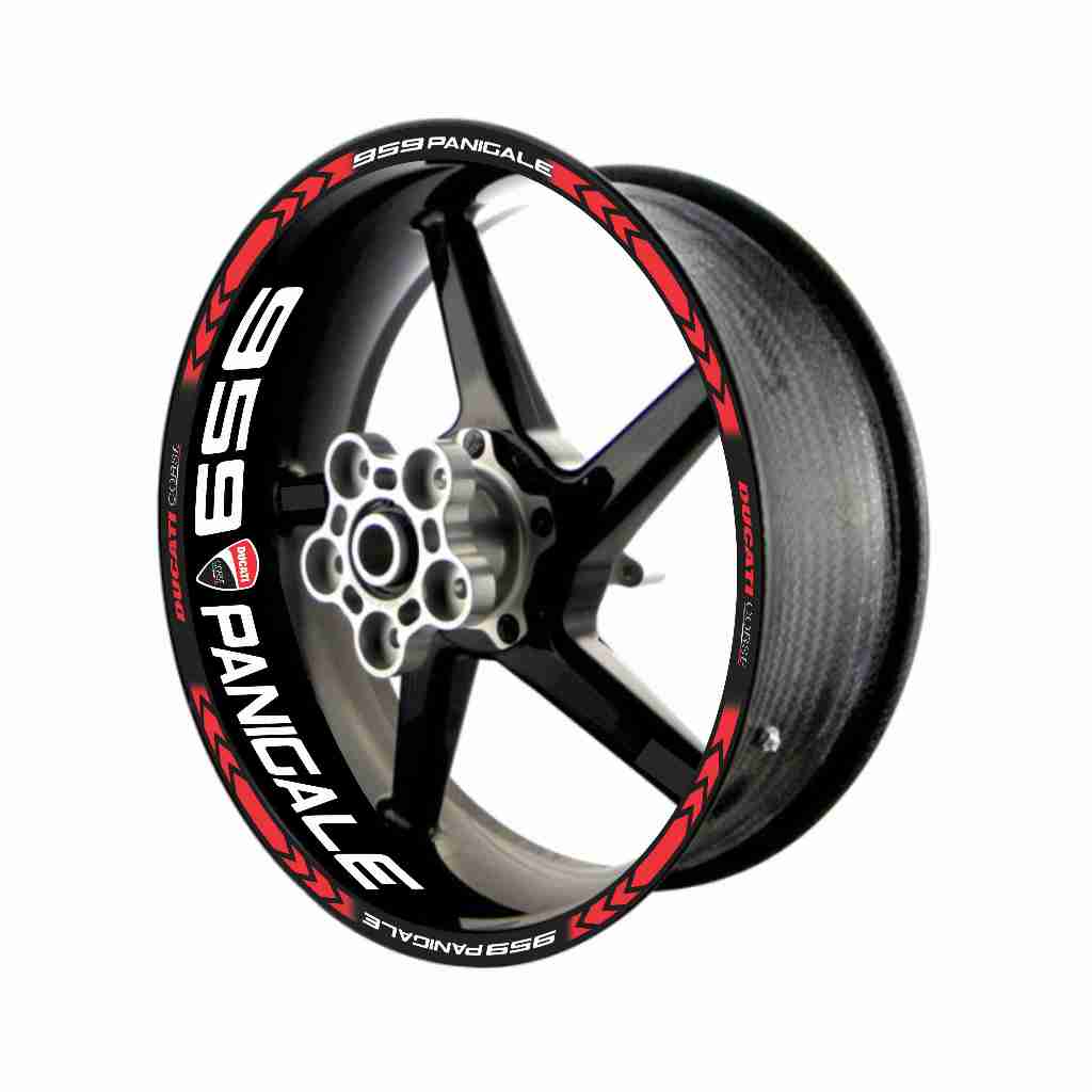 Adesivo Friso Refletivo Roda Moto Ducati 959 Panigale + adesivos internos vermelho 02