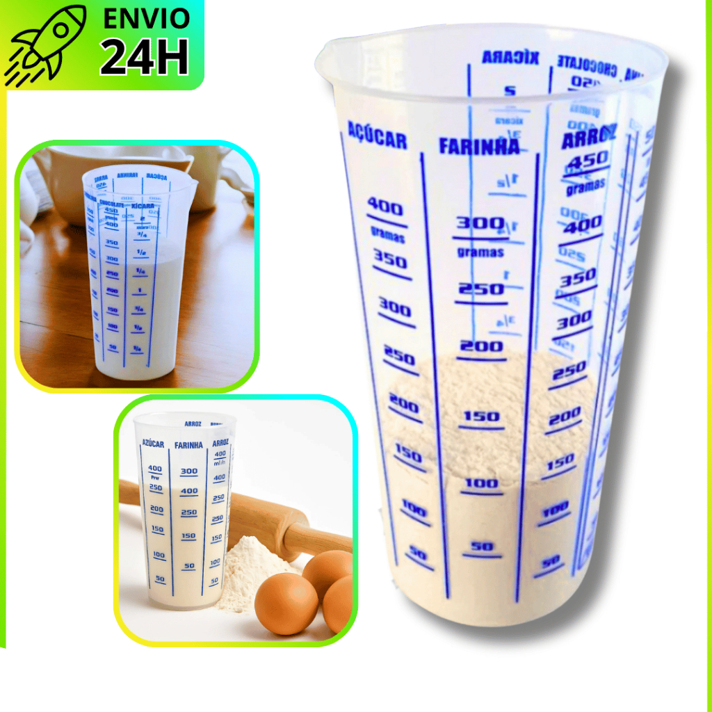Copos Medidores 500ml | Dosador Transparente Graduado para Cozinha em Oferta na Shopee