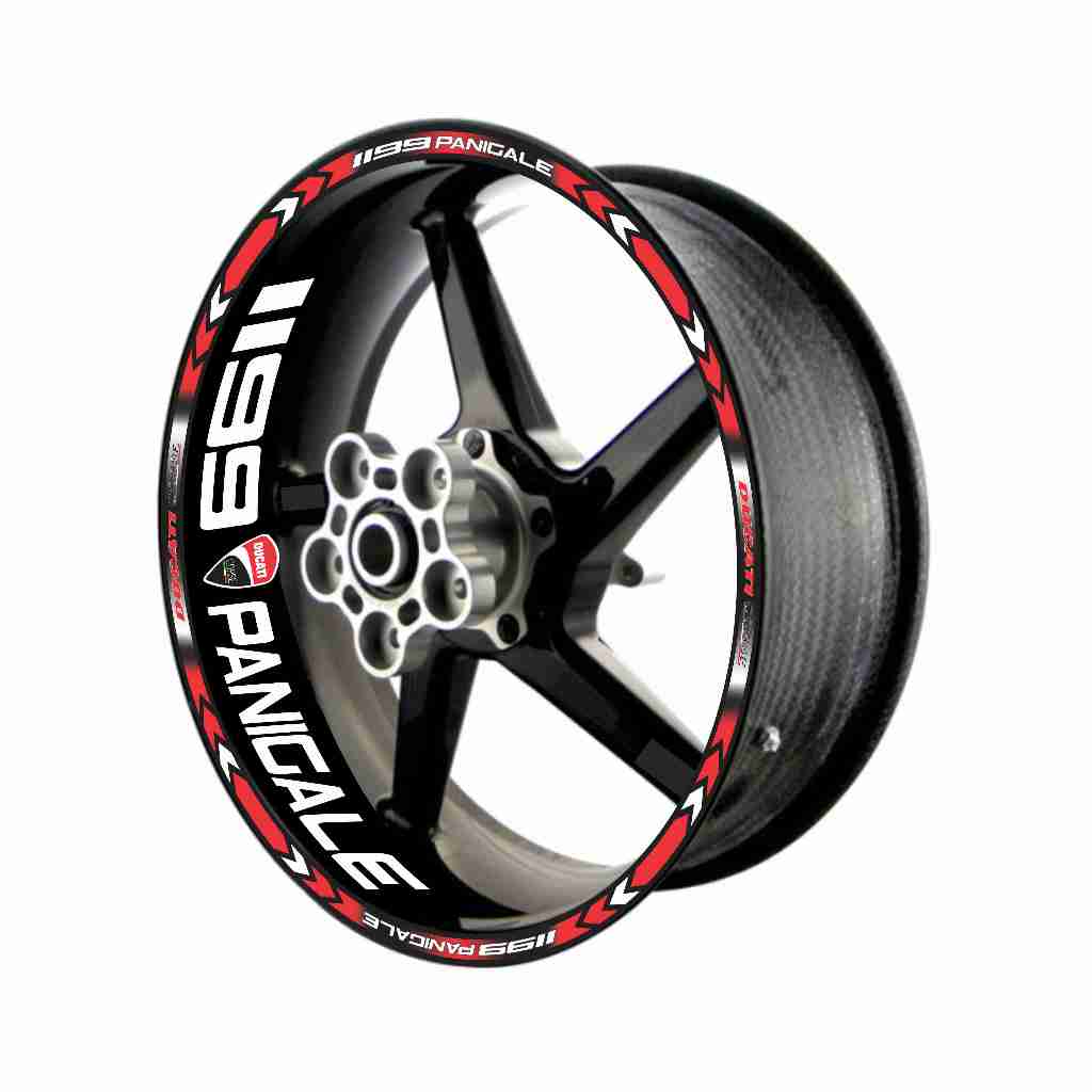 Adesivo Friso Refletivo Roda Moto Ducati 1199 Panigale + adesivos internos vermelho