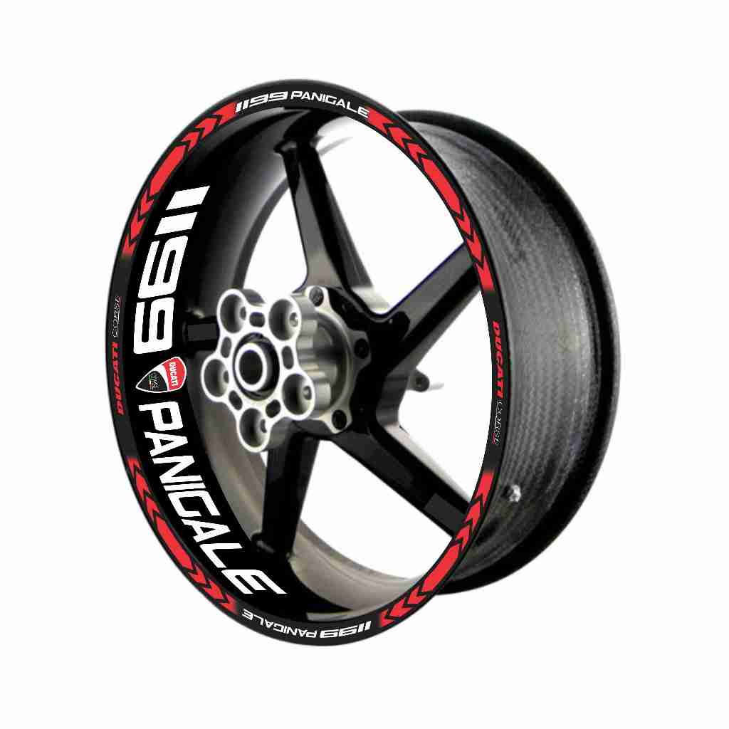 Adesivo Friso Refletivo Roda Moto Ducati 1199 Panigale + adesivos internos vermelho 02