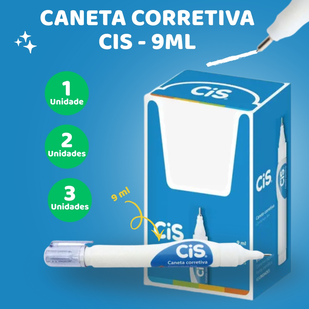 Caneta Corretiva CIS Correction Pen 9 ml com Ponta Metálica