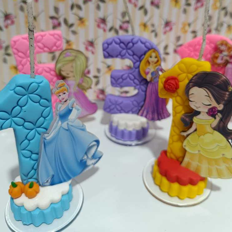 Vela de Aniversário Para Pronta Entrega das Princesas para Decoração de Festa Infantil Personalizado em Oferta na Shopee
