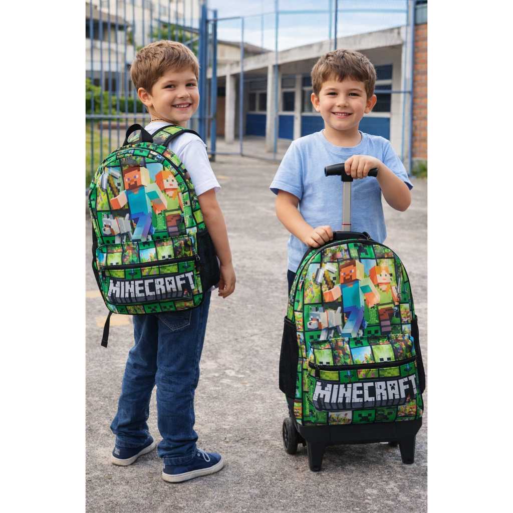 MOCHILA CARRINHO  MINECRAFT MAIS COSTAS