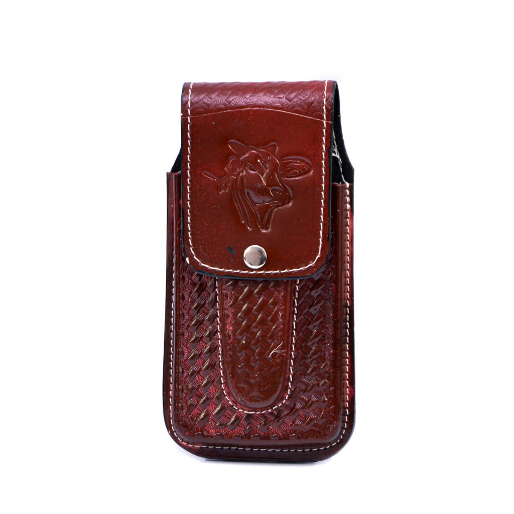 Bainha Porta Celular e Canivete Capinha Dura Canguru Conjugada Couro Legítimo Cor Chocolate. Bainha Porta Celular e Canivete Capinha Dura Canguru Conjugada Couro Legítimo Cor Chocolate.