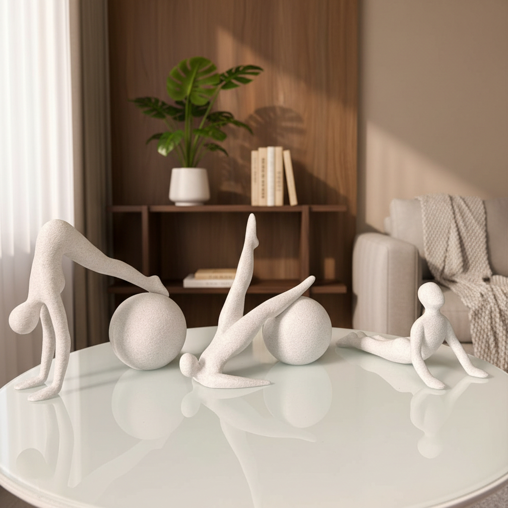 Kit estátua studio pilates bola ginástica suiça yoga posições diferentes abstrata corpo minimalista