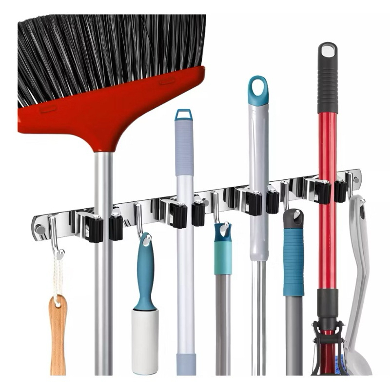 Suporte Vassoura Inox Porta Vassoureiro Parede 9 Acessórios---558 em Oferta na Shopee