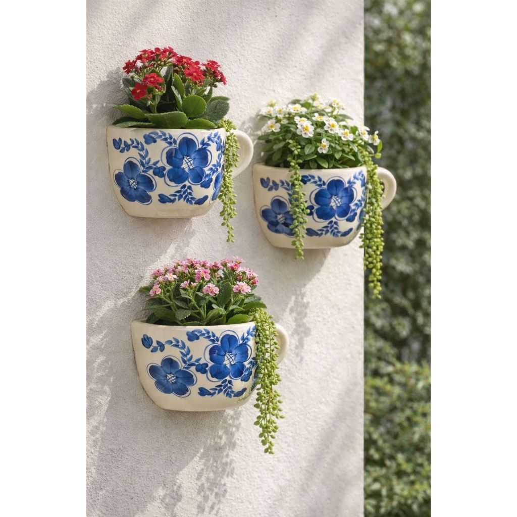 Floreira/Vaso De Parede Em Cerâmica Desenhada A Mão em Oferta na Shopee