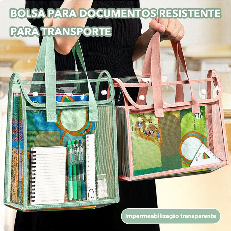 Pasta Organizadora e Portátil Estilo Bolsa Com duas Repartições Multiusos  para Escola/Universidade