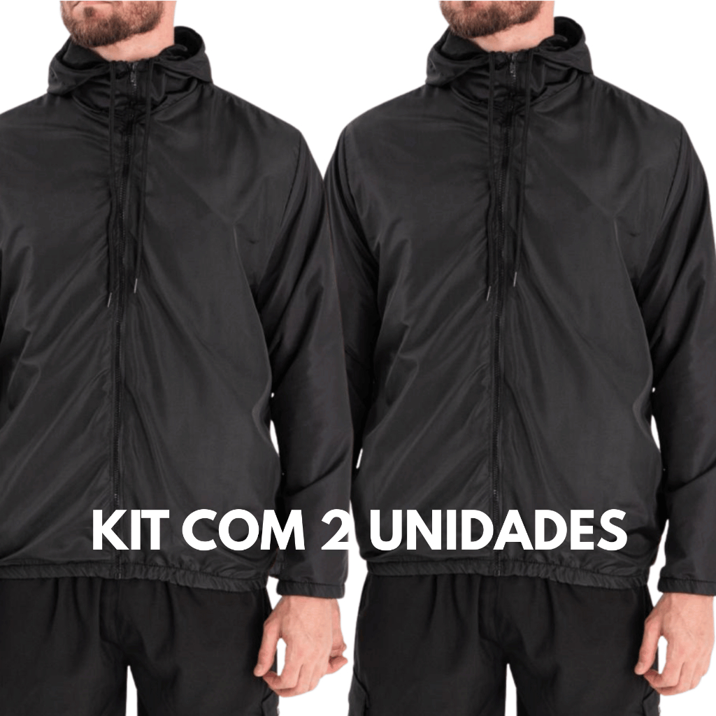 Kit 2 Corta Vento Masculino Impermeável Contra Chuva Preto P, M,