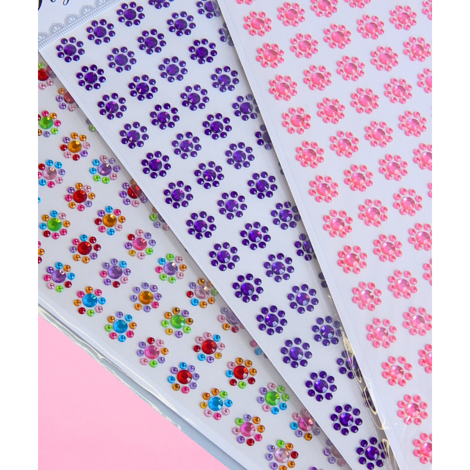 3 unidades de Cartela de Brilho adesivos - 96 apliques por cartela