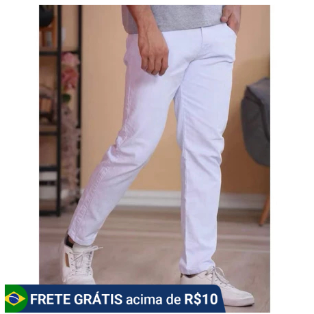 calça branca skinny algodão com lycra masculina confortável promoção 2026