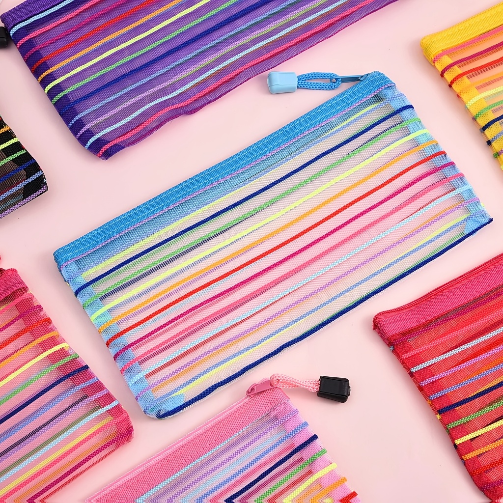 KIT 2/5/10 Estojo Multiuso Bolsinha Nylon Colorido Necessaire Papelaria Equipamento Escolar e de Escritório Estojos em Oferta na Shopee