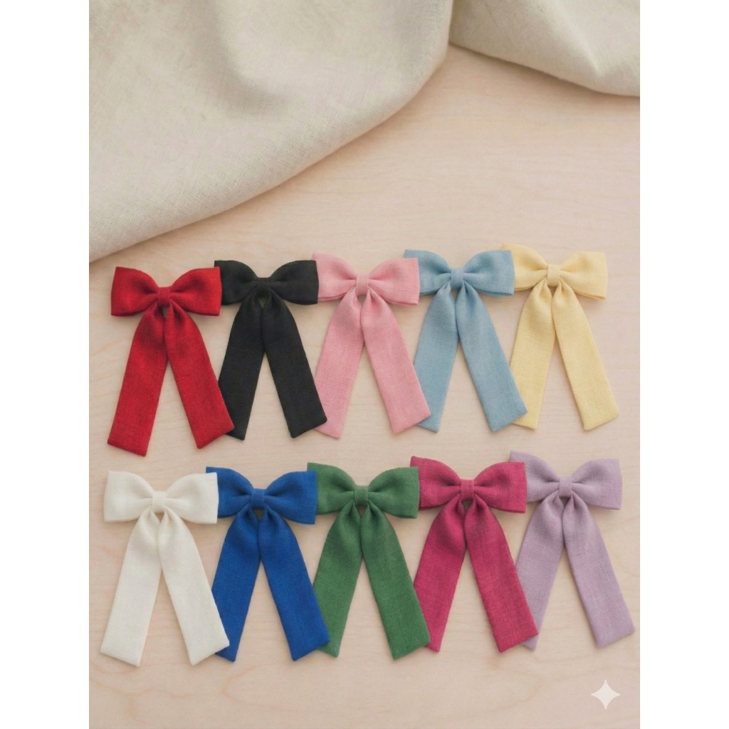 Kit com 10 laços de linho/ Cores variadas/ Laço de cabelo com pontas em Oferta na Shopee