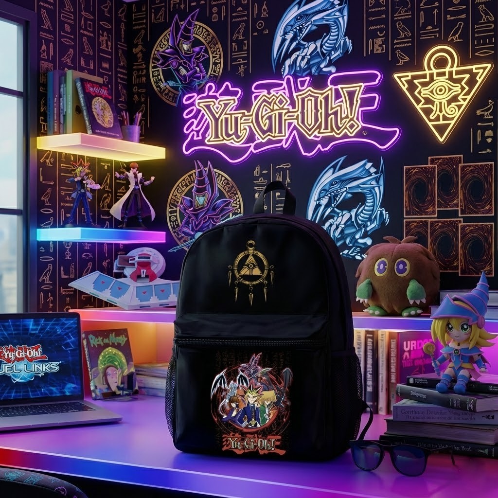 Mochila Yu-Gi-Oh! Escolar Viagem Com Compartimento Tablet Notebook Casual Faculdade Infantil Juvenil Adulto Unissex