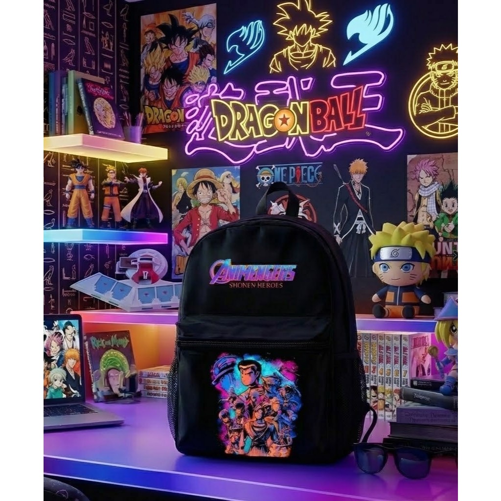 Mochila Yu Yu Hakusho Cavaleiros do Zodíaco Dragon Ball Z Naruto Avengers Escolar Viagem Com Compartimento Tablet